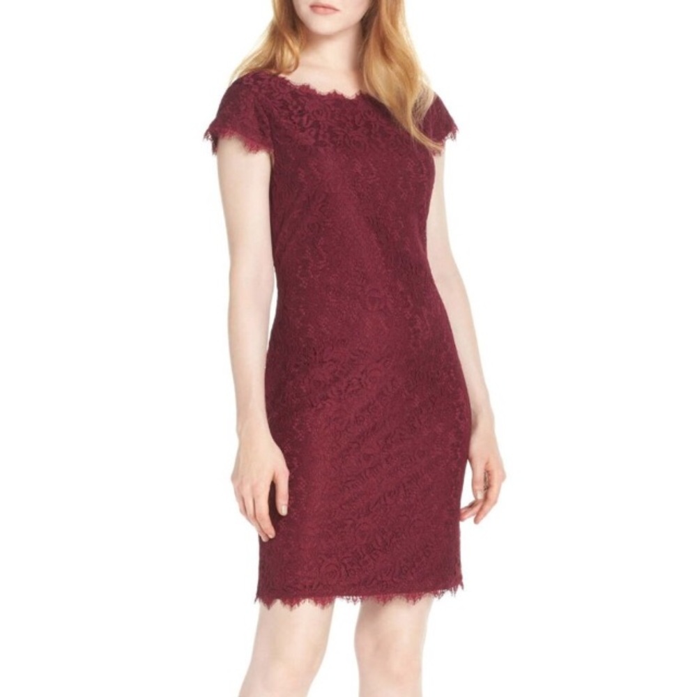 Eliza J Red Lace Holiday Mini Dress | Christmas Party Cocktail | Petite 4